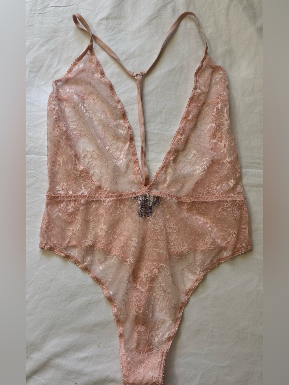 Victoria's Secret Bodysuit Lace Teddy Peach Size Large